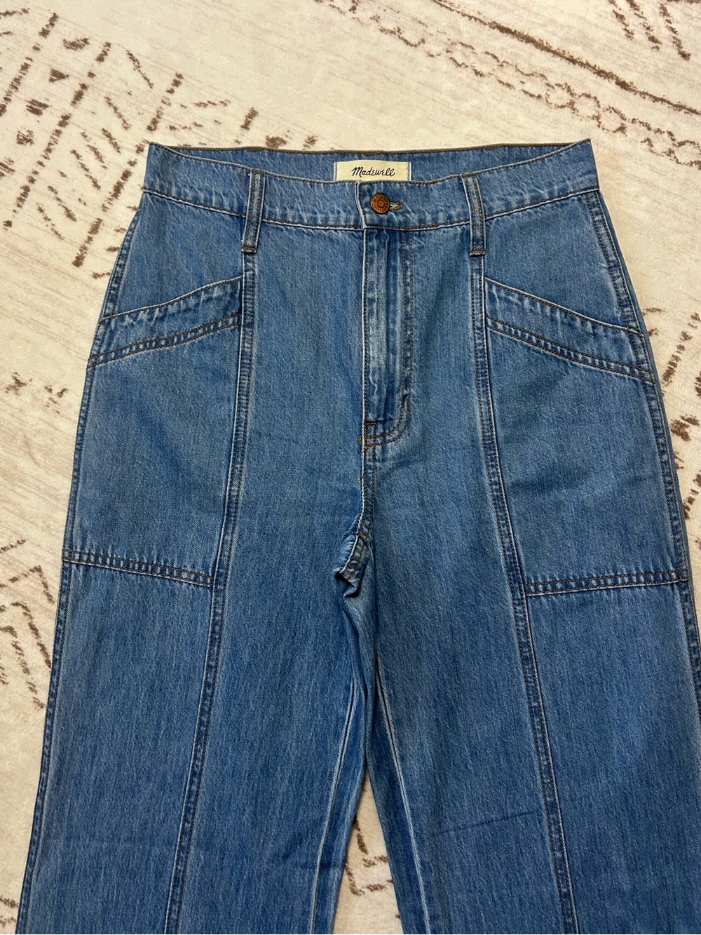 Madewell Size 26 Wide Leg Utility Jeans Side Slit 100% Cotton - Picture 3 of 10